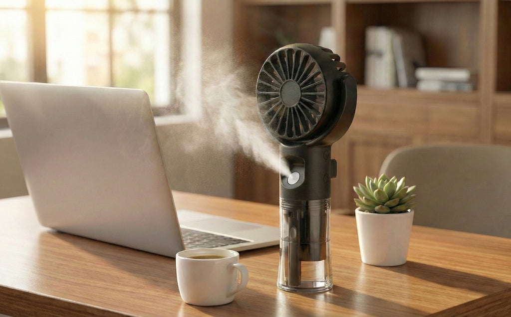 Portable Handheld Misting Fan – USB Rechargeable Personal Cooling Spray