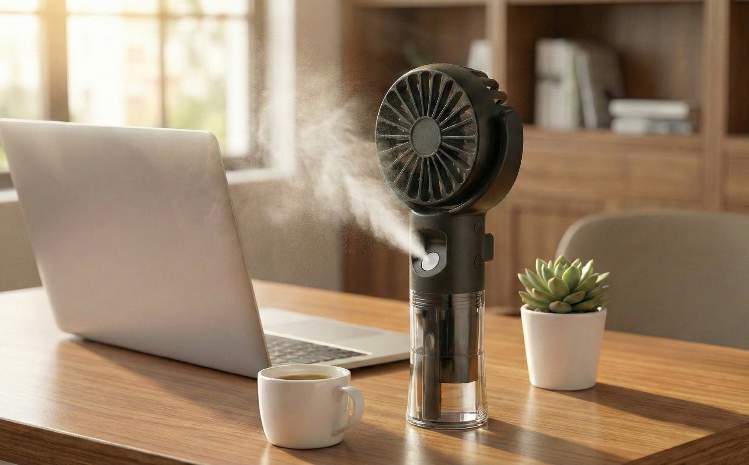 Portable Handheld Misting Fan – USB Rechargeable Personal Cooling Spray